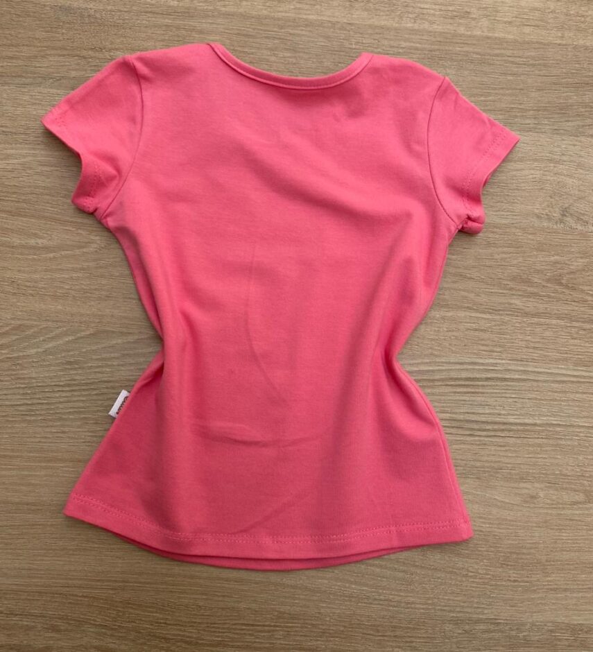 fernandaramoskids com br Blusa Manga Curta Infantil Feminina Gola Redonda Rosa 2