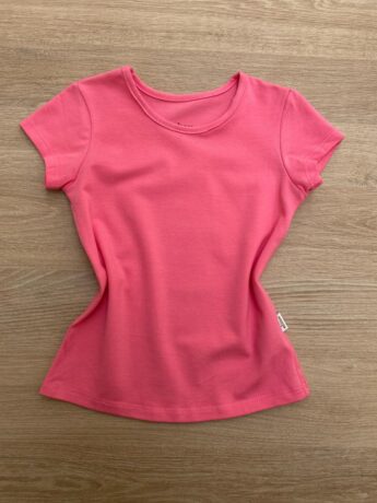 Blusa Manga Curta Infantil Feminina Gola Redonda Rosa Fernanda Ramos Kids