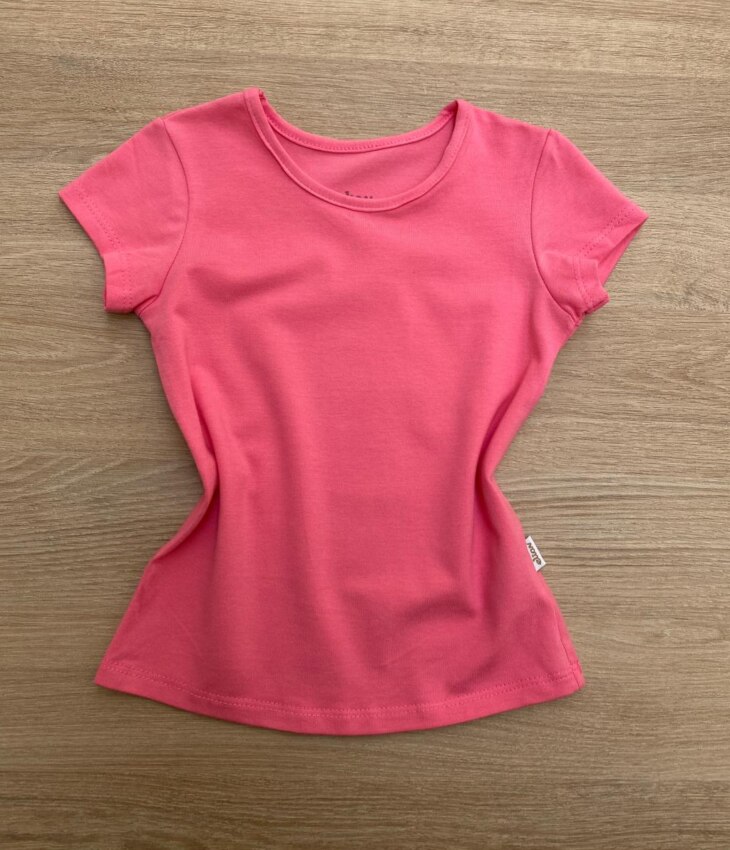 Blusa Manga Curta Infantil Feminina Gola Redonda Rosa Fernanda Ramos Kids
