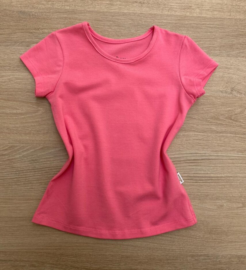 Blusa Manga Curta Infantil Feminina Gola Redonda Rosa Fernanda Ramos Kids