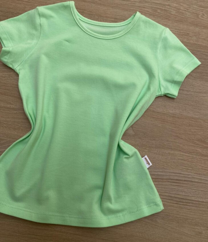 fernandaramoskids com br Blusa Manga Curta Infantil Feminina Gola Redonda Verde 1