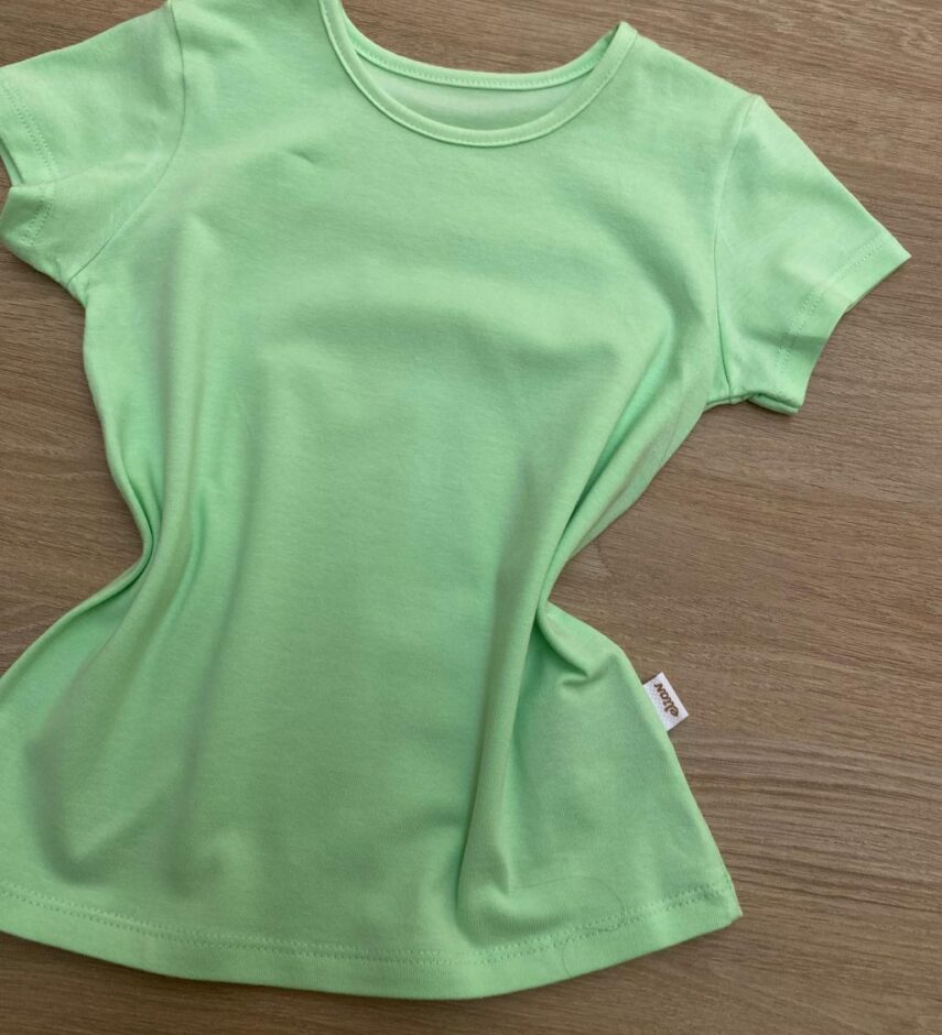 fernandaramoskids com br Blusa Manga Curta Infantil Feminina Gola Redonda Verde 1