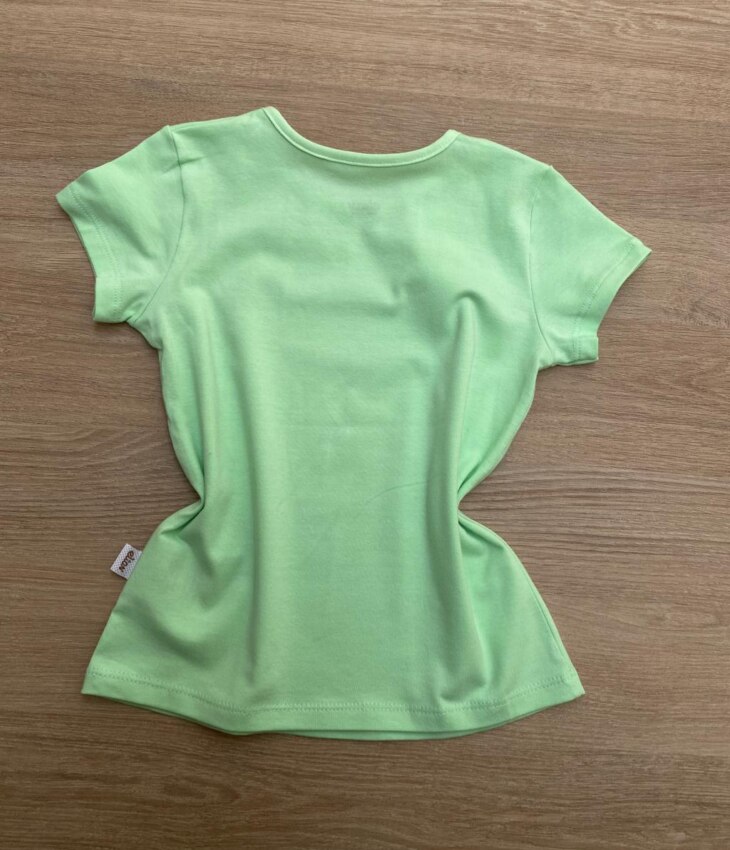 fernandaramoskids com br Blusa Manga Curta Infantil Feminina Gola Redonda Verde 2