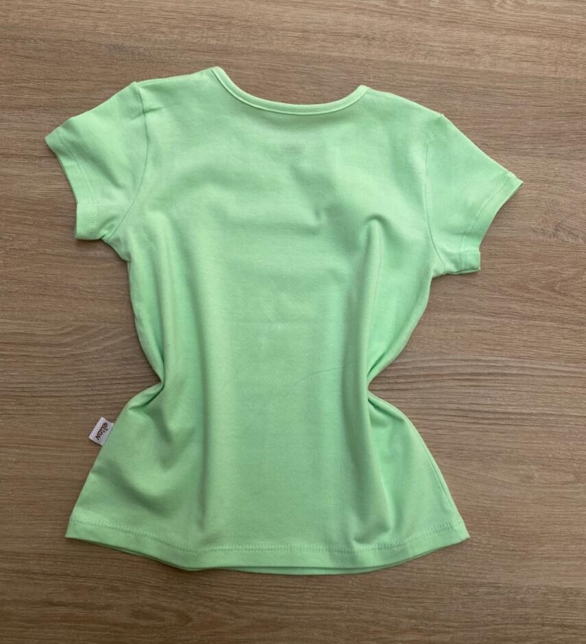 fernandaramoskids com br Blusa Manga Curta Infantil Feminina Gola Redonda Verde 2