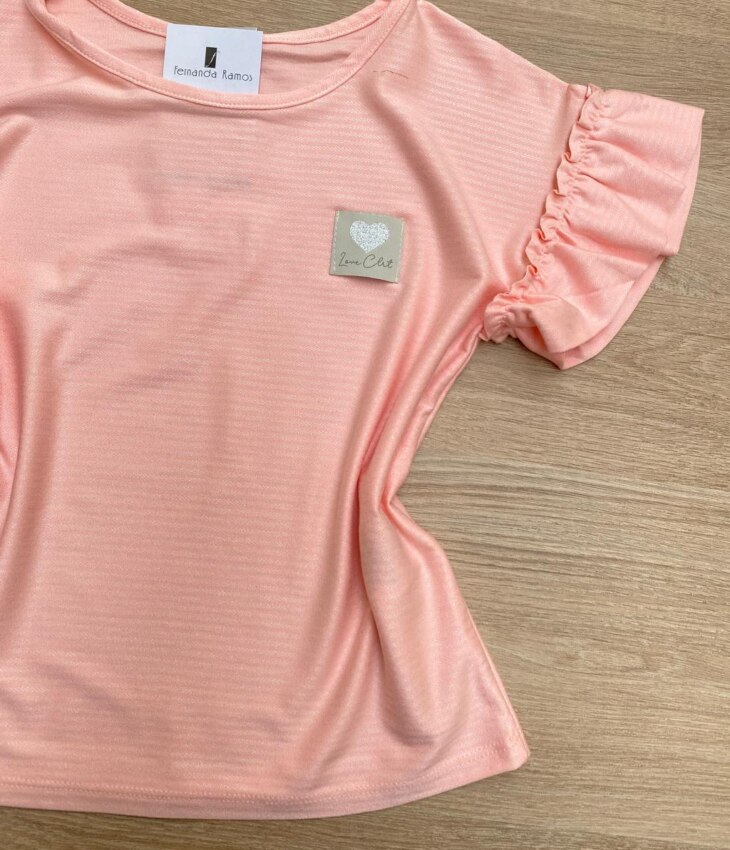 fernandaramoskids com br Blusa Manga Curta Infantil Feminina Manga Babado Rose 1