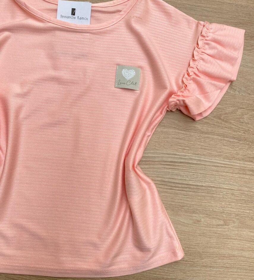 fernandaramoskids com br Blusa Manga Curta Infantil Feminina Manga Babado Rose 1
