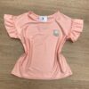 Blusa Manga Curta Infantil Feminina Manga Babado Rose Fernanda Ramos Kids