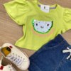 fernandaramoskids com br Blusa Manga Curta Infantil Feminina Verde Pistache 1