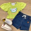 Blusa Manga Curta Infantil Feminina Verde Pistache Fernanda Ramos Kids