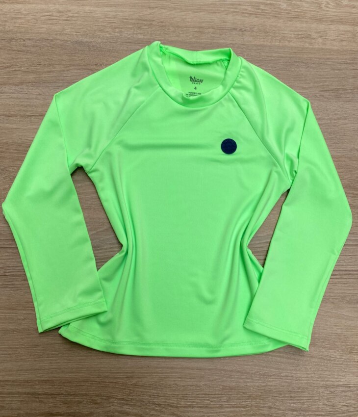 Blusa Manga Longa Infantil Feminina Verde Flúor Fernanda Ramos Kids
