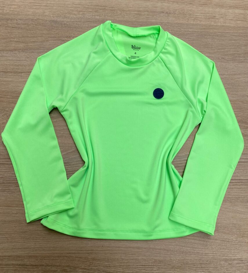 Blusa Manga Longa Infantil Feminina Verde Flúor Fernanda Ramos Kids
