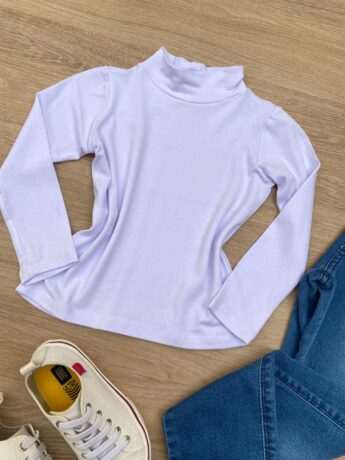 fernandaramoskids com br Blusa Manga Longa Infantil Feminina de Malha Branca 1