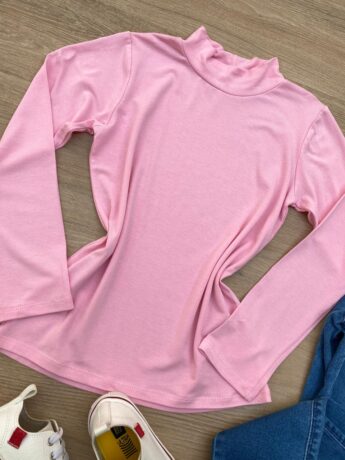 fernandaramoskids com br Blusa Manga Longa Infantil Feminina de Malha Rosa 1