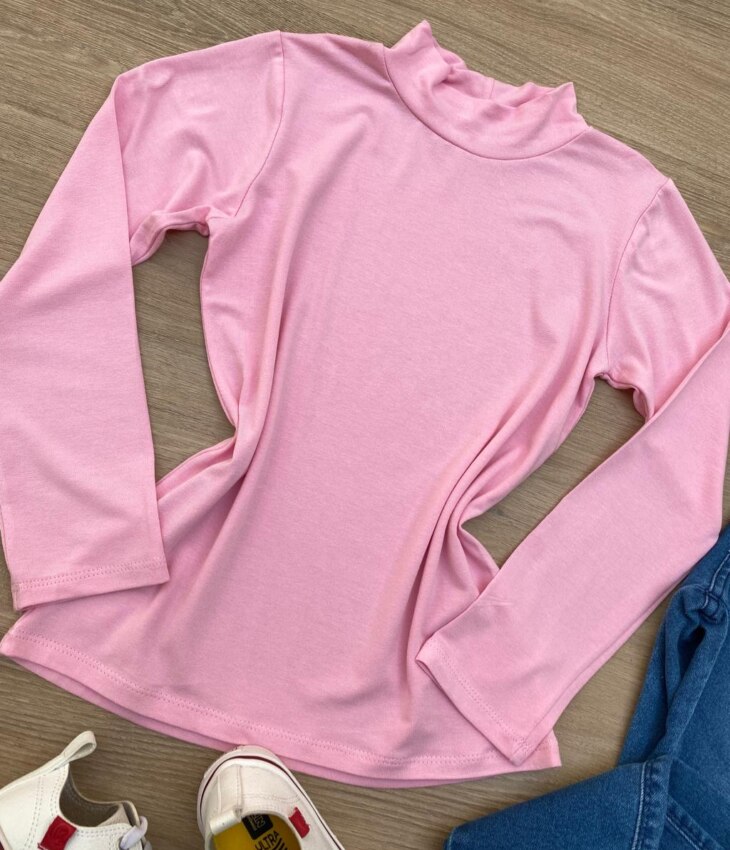 fernandaramoskids com br Blusa Manga Longa Infantil Feminina de Malha Rosa 1