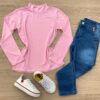 Blusa Manga Longa Infantil Feminina de Malha Rosa Fernanda Ramos Kids