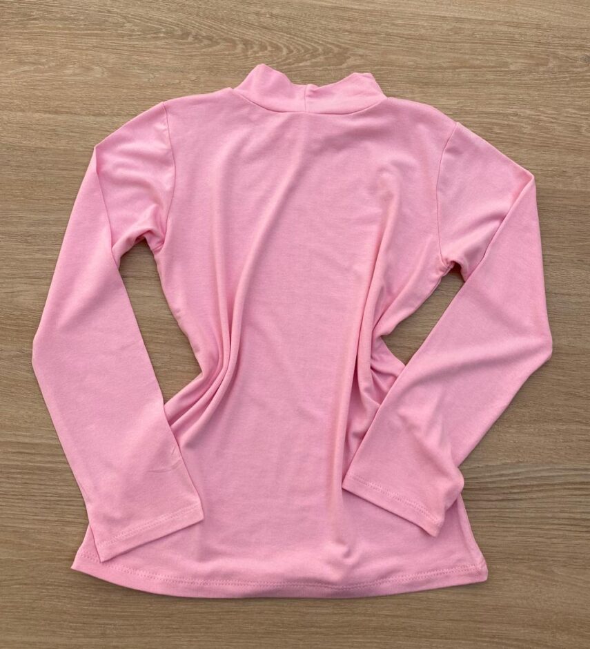 fernandaramoskids com br Blusa Manga Longa Infantil Feminina de Malha Rosa 2