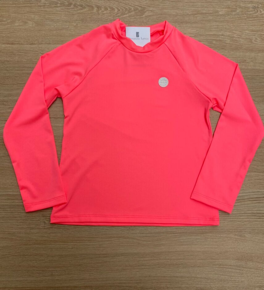 Blusa Manga Longa Infantil Feminina Pink Flúor Fernanda Ramos Kids