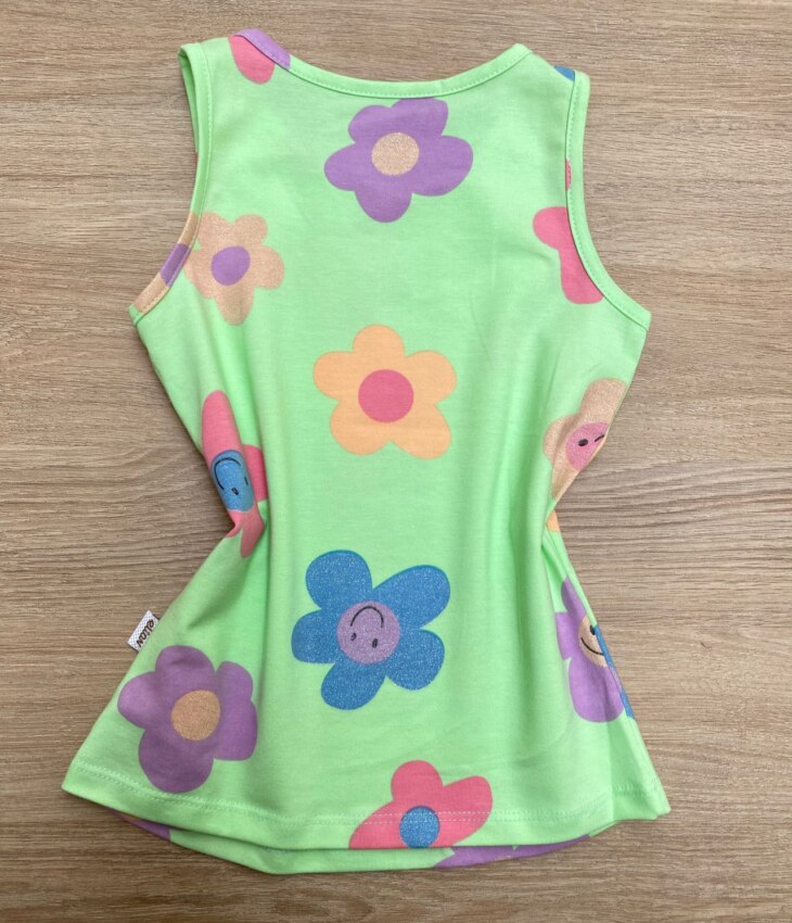 fernandaramoskids com br Blusa Regata Infantil Feminina com Estampa Floral Cor Verde 2