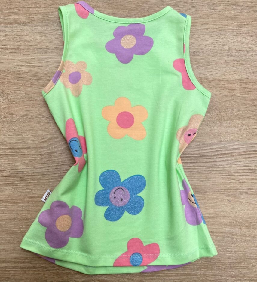 fernandaramoskids com br Blusa Regata Infantil Feminina com Estampa Floral Cor Verde 2