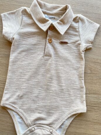fernandaramoskids com br Body Infantil Masculino Gola Polo Cor Bege 1