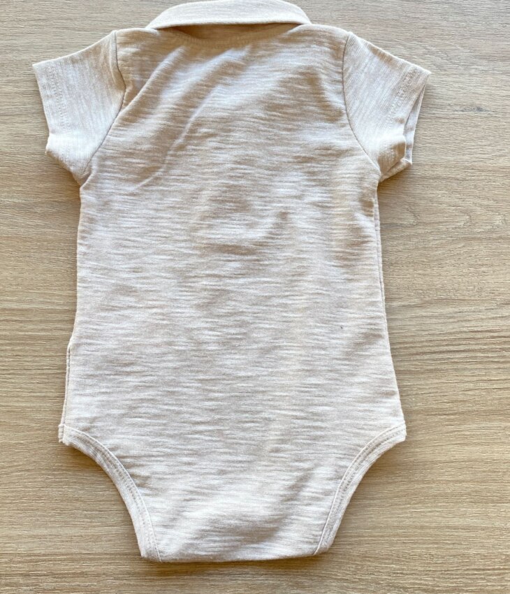fernandaramoskids com br Body Infantil Masculino Gola Polo Cor Bege 2
