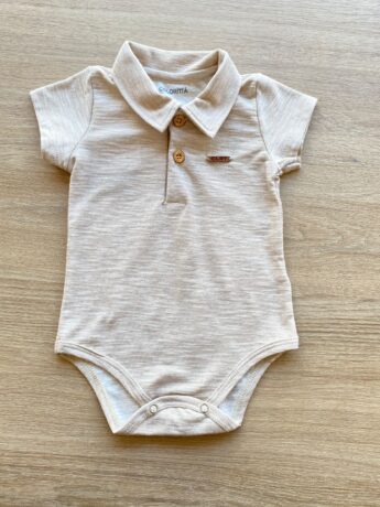 Body Infantil Masculino Gola Polo Cor Bege Fernanda Ramos Kids