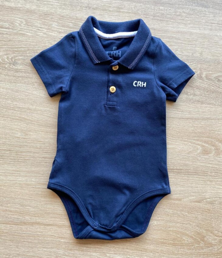 Body Infantil Masculino Tradicional Polo Azul Marinho Fernanda Ramos Kids