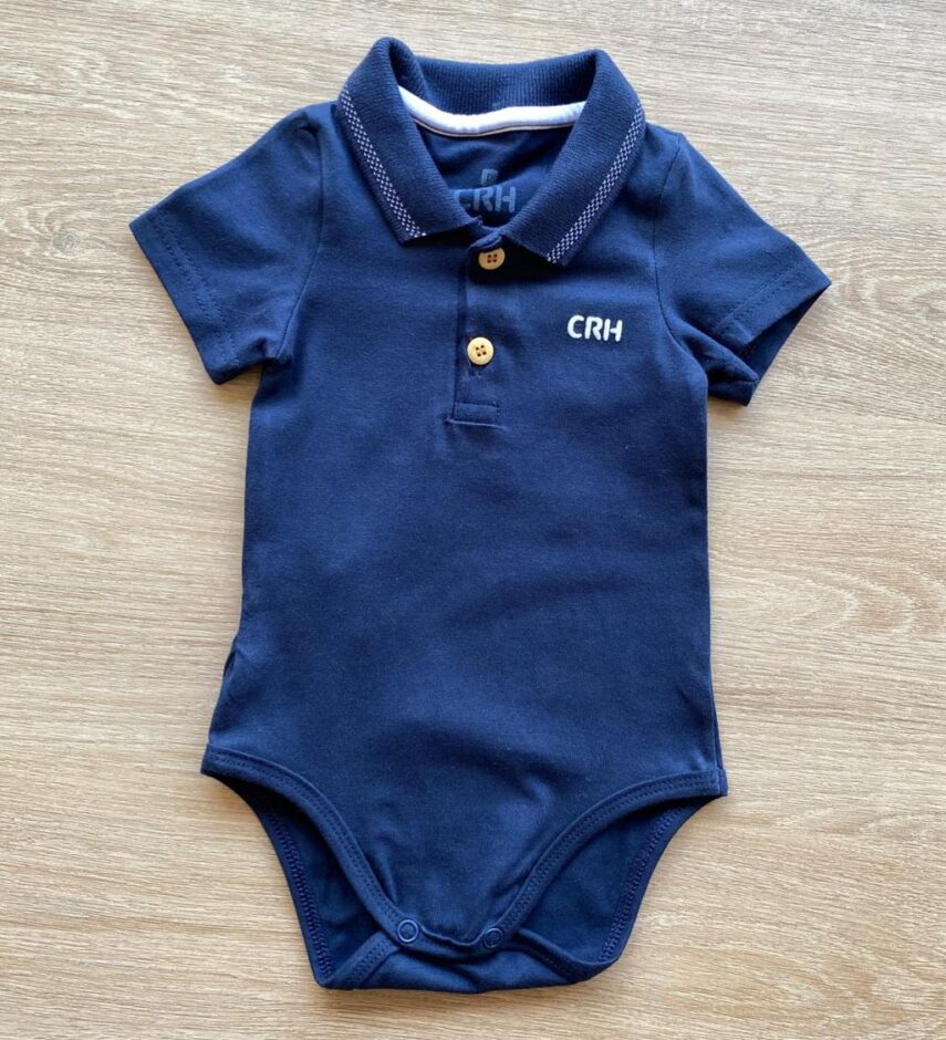 Body Infantil Masculino Tradicional Polo Azul Marinho Fernanda Ramos Kids