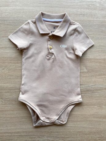 Body Infantil Masculino Tradicional Polo Bege Escuro Fernanda Ramos Kids