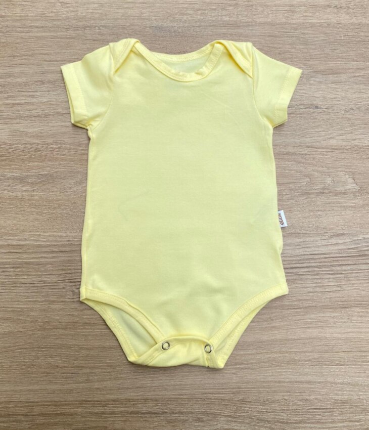 Body Infantil Unissex Manga Curta Amarelo Fernanda Ramos Kids