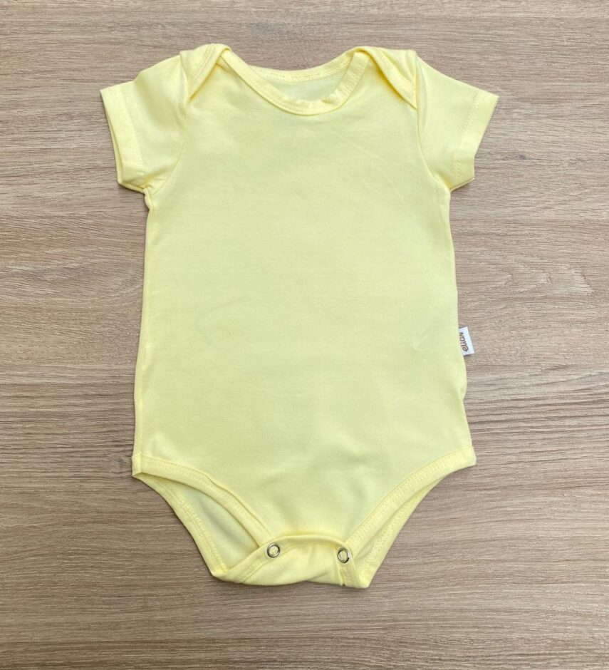 Body Infantil Unissex Manga Curta Amarelo Fernanda Ramos Kids