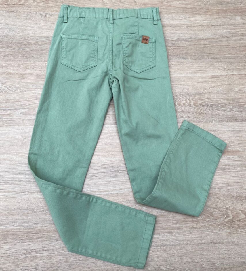 fernandaramoskids com br Calça Masculina Infantil Chino Sarja Verde 2