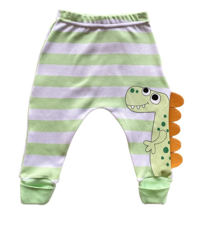 Calça Masculina Infantil com Vira Pe Listrada Verde Fernanda Ramos Kids