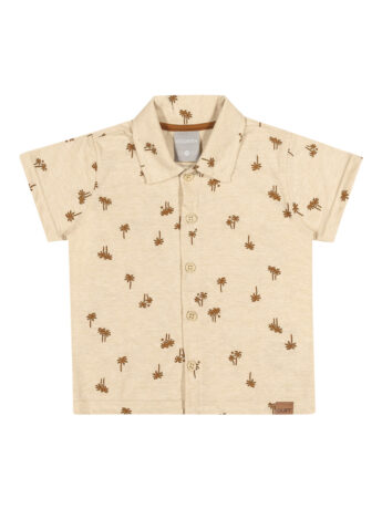 fernandaramoskids com br Camisa Infantil Masculina Manga Curta Estampada Bege