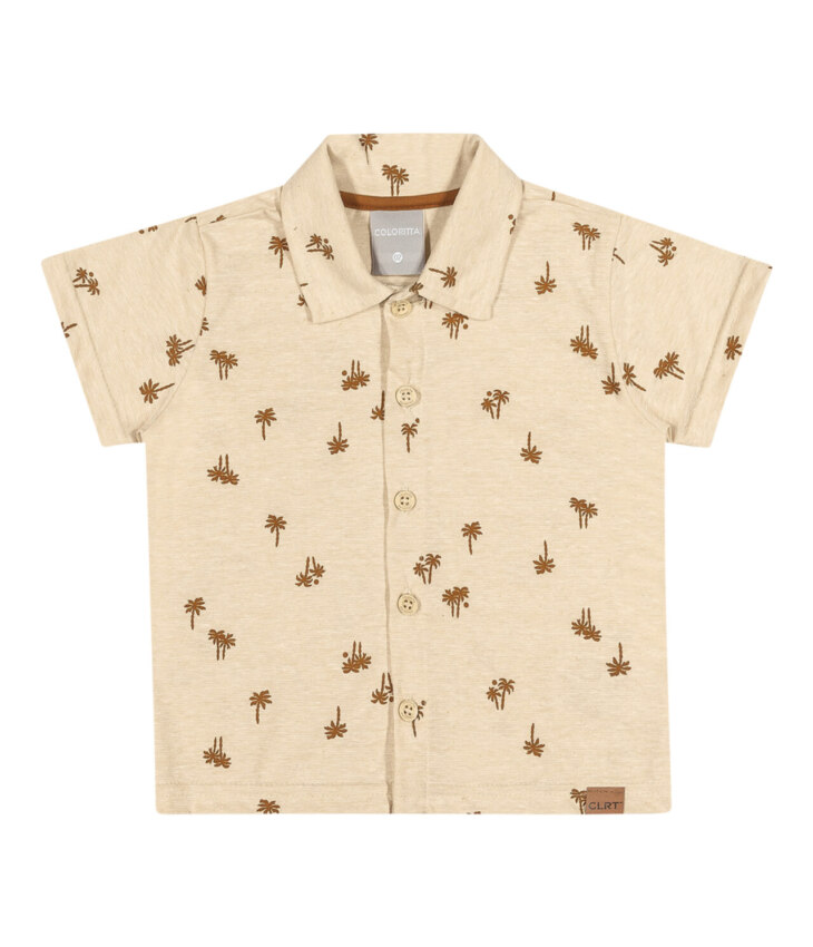 fernandaramoskids com br Camisa Infantil Masculina Manga Curta Estampada Bege