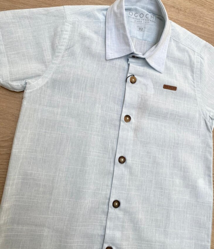 fernandaramoskids com br Camisa Infantil Masculina Manga Curta Ogochi Casual Azul Bebe 1