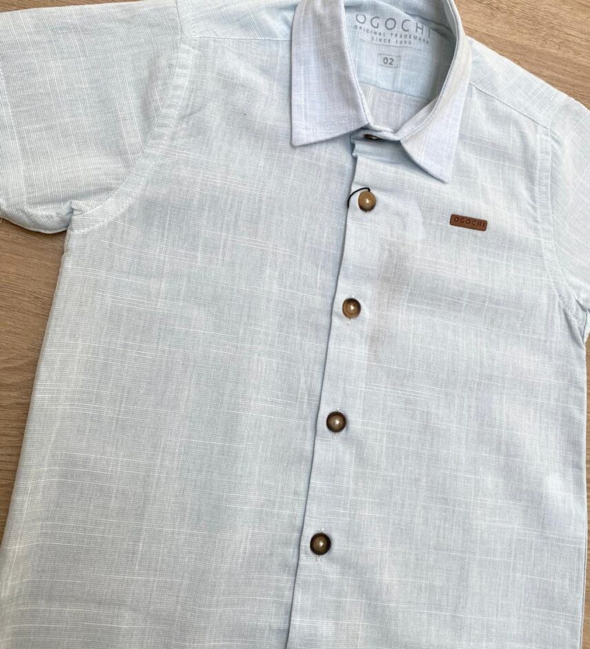 fernandaramoskids com br Camisa Infantil Masculina Manga Curta Ogochi Casual Azul Bebe 1