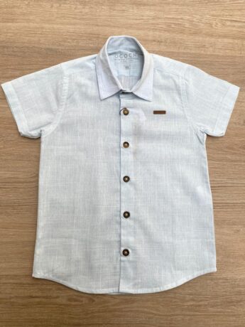 Camisa Infantil Masculina Manga Curta Ogochi Casual Azul Bebe Fernanda Ramos Kids