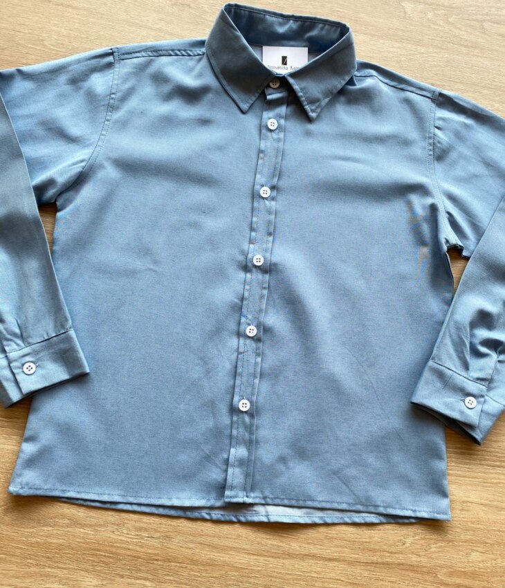 fernandaramoskids com br Camisa Infantil Masculina Manga Longa Azul Social 1