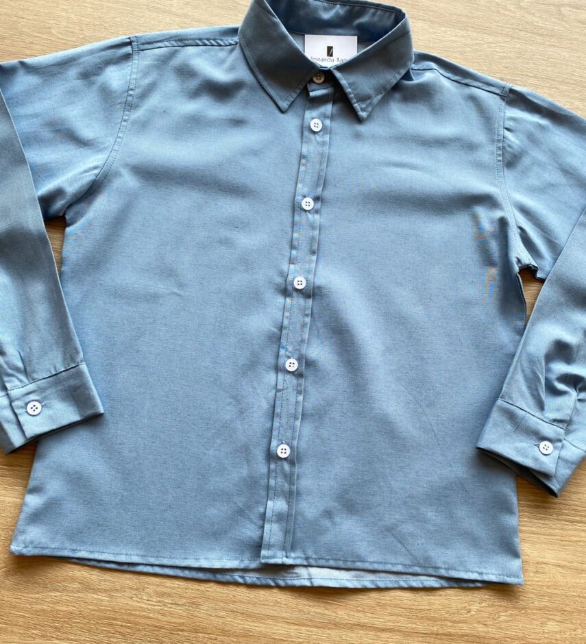 fernandaramoskids com br Camisa Infantil Masculina Manga Longa Azul Social 1