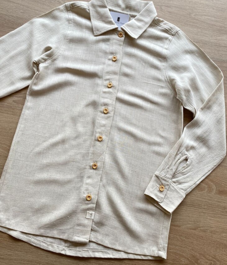 fernandaramoskids com br Camisa Infantil Masculina Manga Longa Bege 1