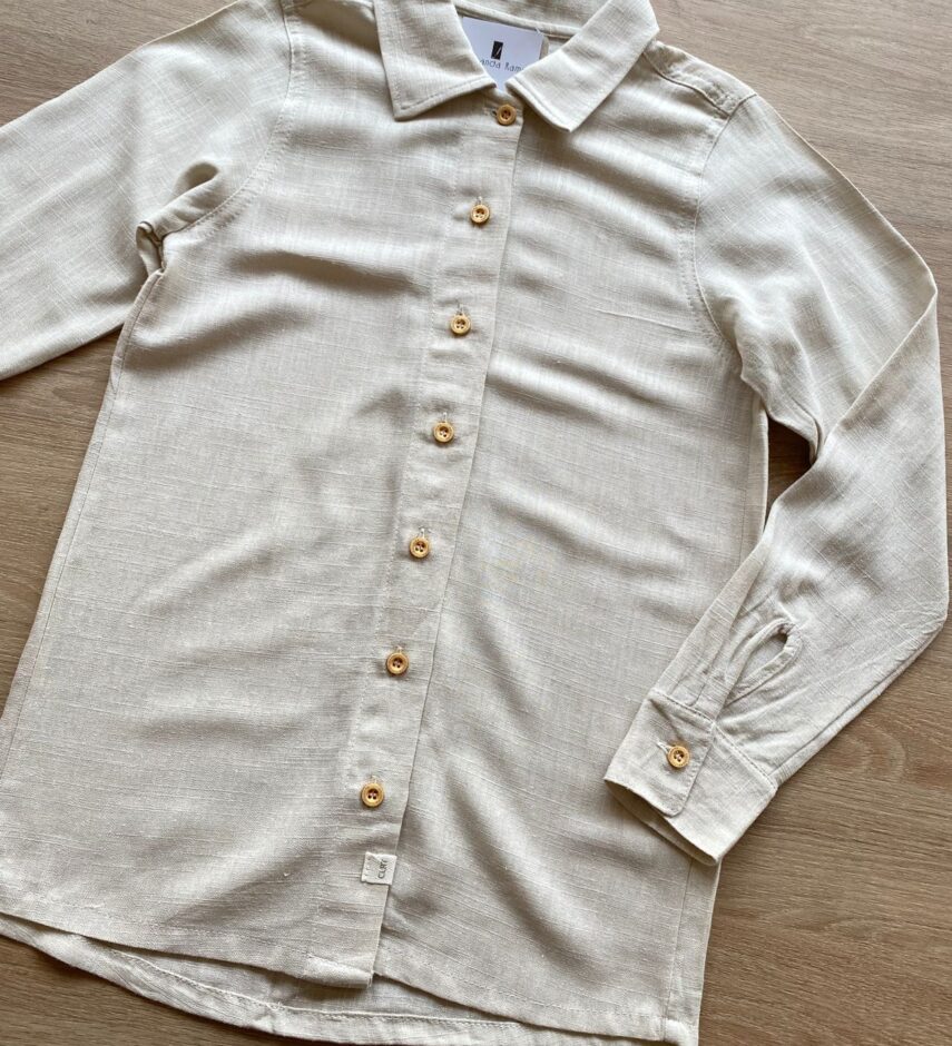 fernandaramoskids com br Camisa Infantil Masculina Manga Longa Bege 1