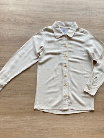 Camisa Infantil Masculina Manga Longa Bege Fernanda Ramos Kids