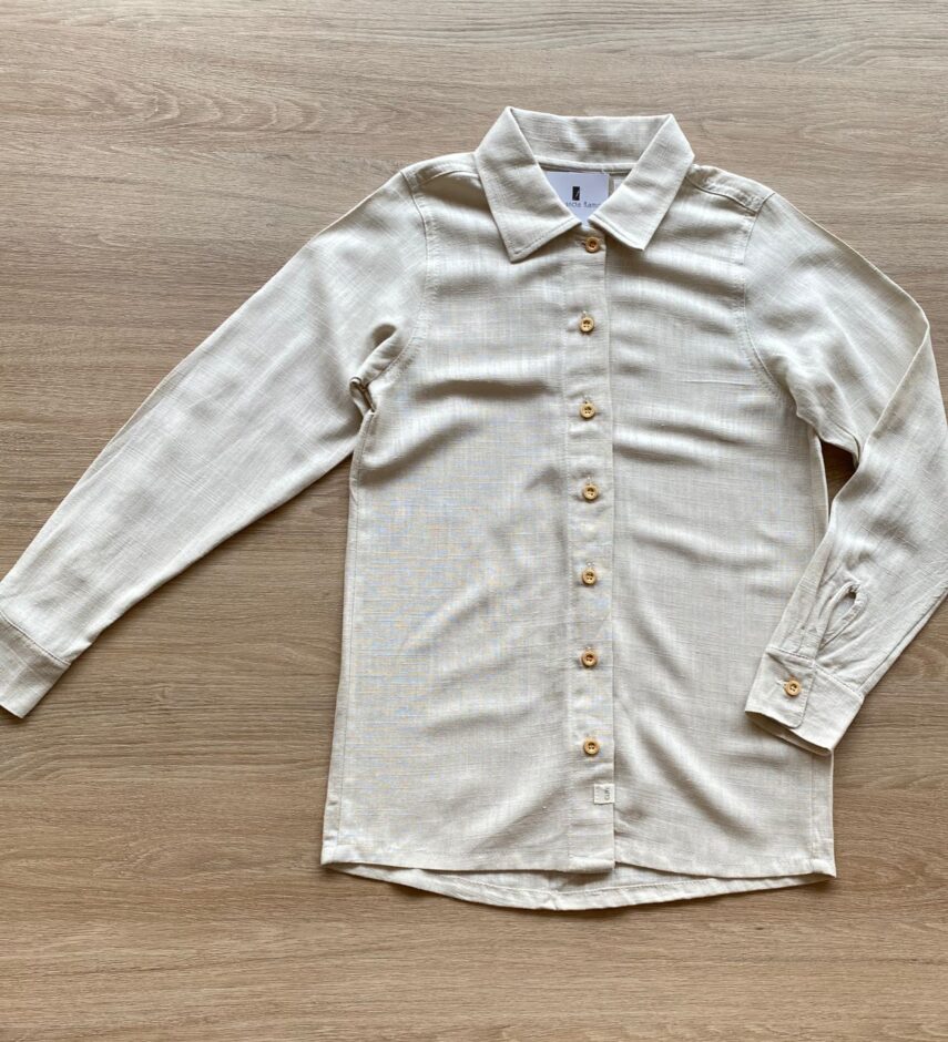 Camisa Infantil Masculina Manga Longa Bege Fernanda Ramos Kids
