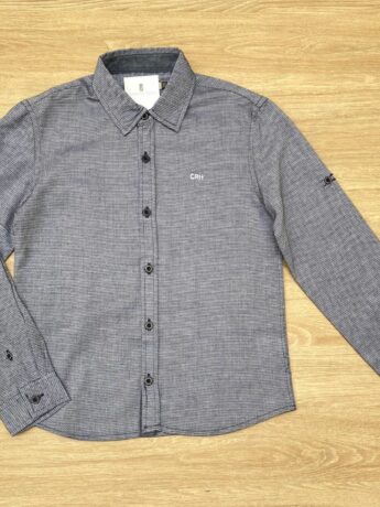 Camisa Infantil Masculina Manga Longa Cinza Mesclado Fernanda Ramos Kids