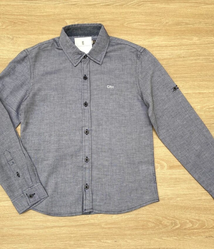 Camisa Infantil Masculina Manga Longa Cinza Mesclado Fernanda Ramos Kids