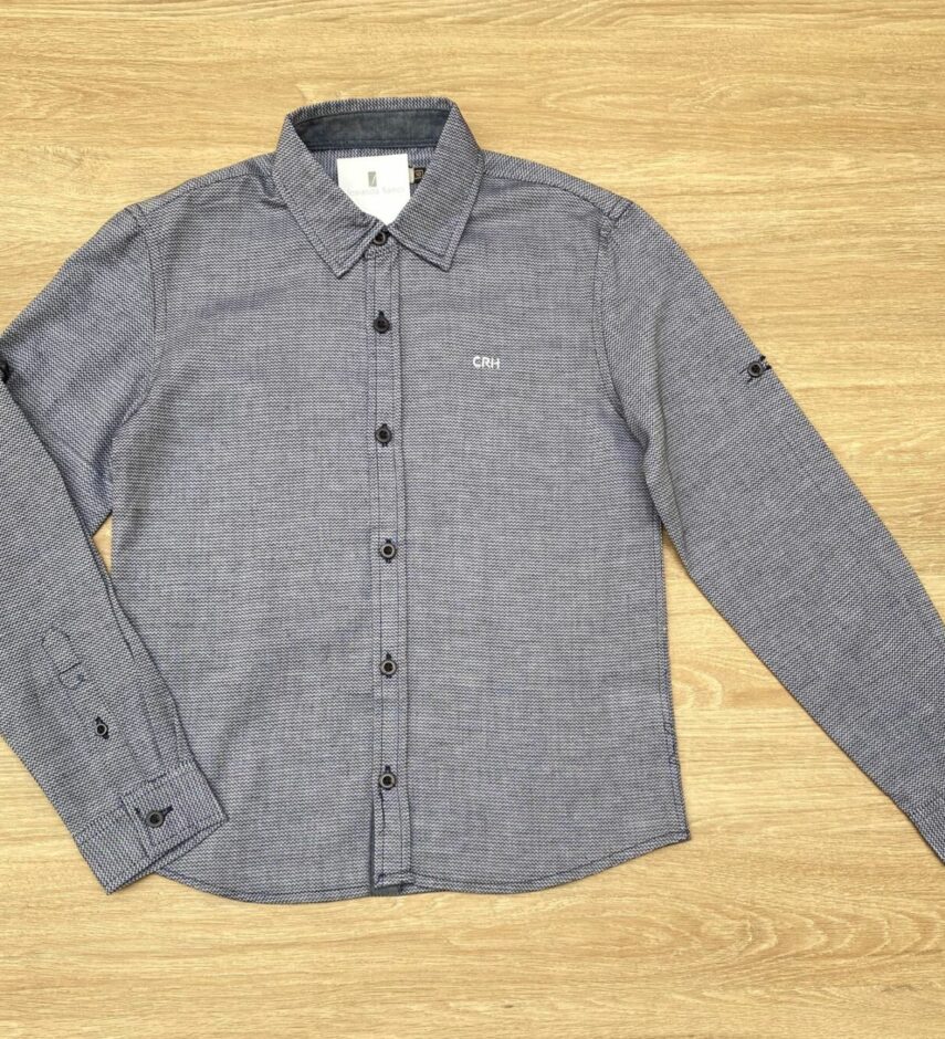 Camisa Infantil Masculina Manga Longa Cinza Mesclado Fernanda Ramos Kids