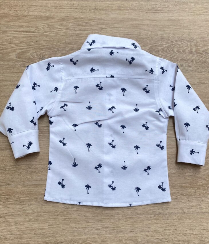 fernandaramoskids com br Camisa Infantil Masculina Manga Longa Estampada Branca 2