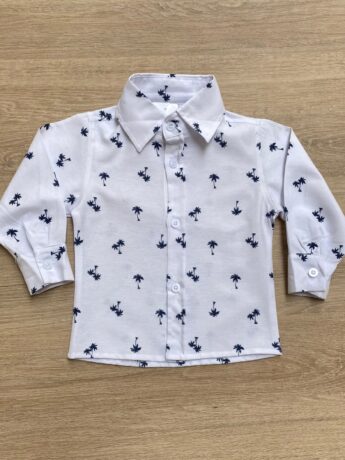 Camisa Infantil Masculina Manga Longa Estampada Branca Fernanda Ramos Kids