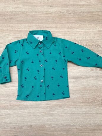Camisa Infantil Masculina Manga Longa Estampada Verde Fernanda Ramos Kids